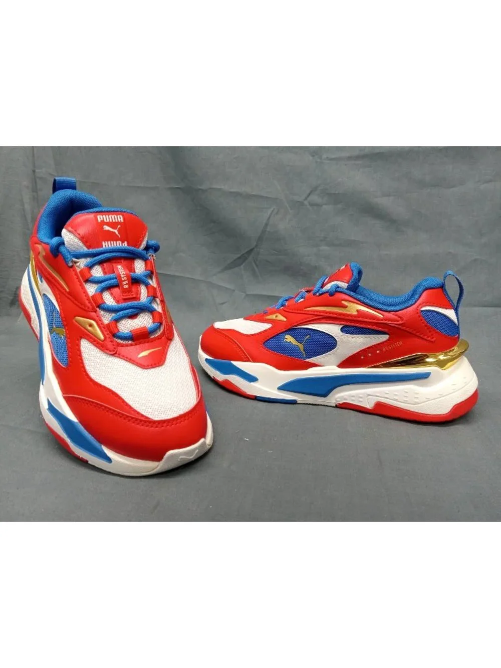 Puma RS-FAST RWB JR (GS) Sneaker White Red Strong Blue Boys Size 4.5 NEW IN BOX!